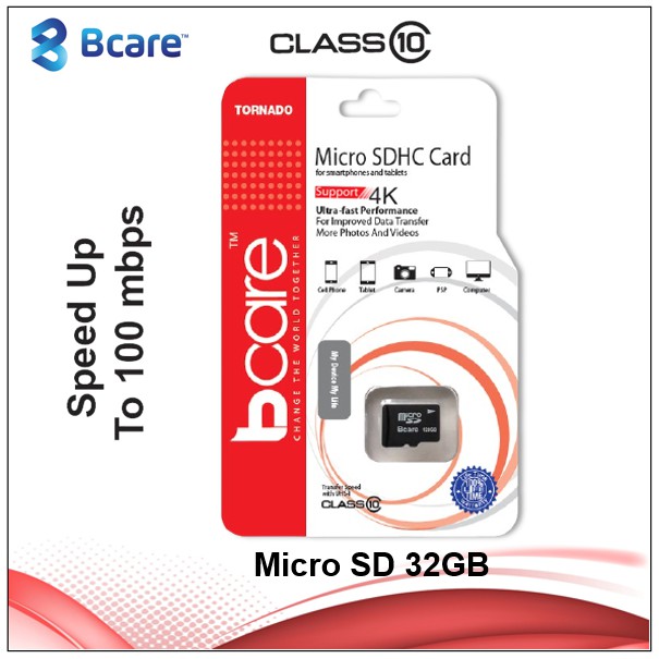 Bcare Micro SD Class 10 95 MbS - 32Gb - ไม่มีอะแดปเตอร์