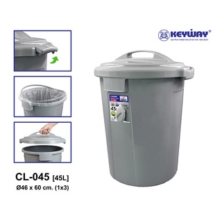 Keyway ถังขยะมีฝาปิด ถังใส่น้ำมีฝาล็อค+หูจับ ขนาด45L เเข็งเเรงทนทาน รุ่น CL-045