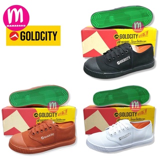 Goldcity รองเท้าโกลซิตี้ ผ้าใบผูกเชือก ดำ/ขาว/น้ำตาล รองเท้าผ้าใบ