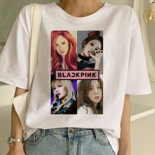 พร้อมส่ง เสื้อยืด พิมพ์ลายการ์ตูน   ROSE JISOO JENNIE สไตล์ฮาราจูกุ แฟชั่นสําหรับผู้หญิง