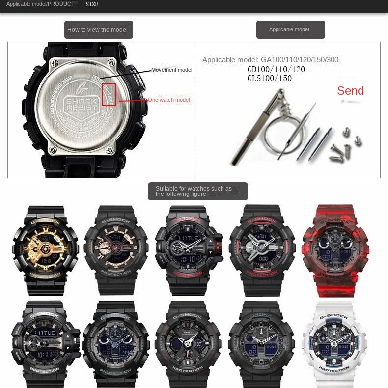 สายนาฬิกาข้อมือเรซิ่น สีดํา แบบเปลี่ยน สําหรับ Casio Watch GSHOCK Series Watch Frame GA110/GA100/GD120/GA140/GLS-GAX100