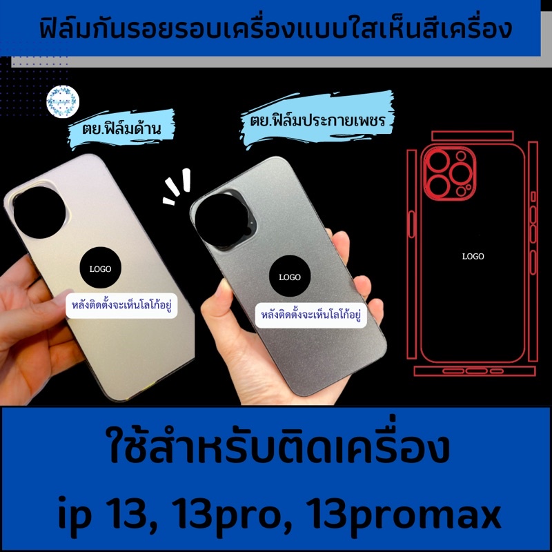 ฟิล์มกันรอยรอบเครื่องใช้สำหรับ ip13,ip13Pro,ip13PM ด้าน,ประกายเพชร,ฟรีชุดติดตั้ง