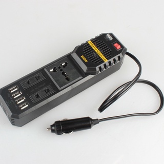 อินเวอร์เตอร์ แปลงไฟรถ เป็นไฟบ้าน DC12V / AC220V 200Wมีรูเสียบปลั๊ก 3รู USB 4