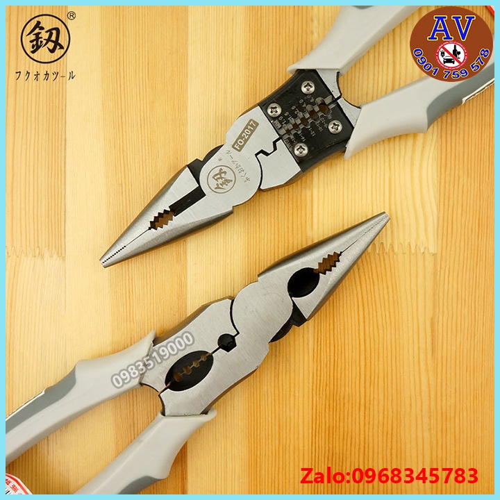 คีมปากแหลมอเนกประสงค์ คีมตัด CRV ญี่ปุ่น 5 in 1 FuKouka 8inch/220mm (Clamp-Cut-Bend-Rol-Strip Wire) 