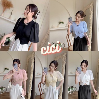 Cici(NO.3319)เสื้อแขนทรงตุ๊กตา สายเชือกผูกที่คอ สีน่ารัก สไตล์เกาหลี น่ารักคิ้วๆๆ💕🌸