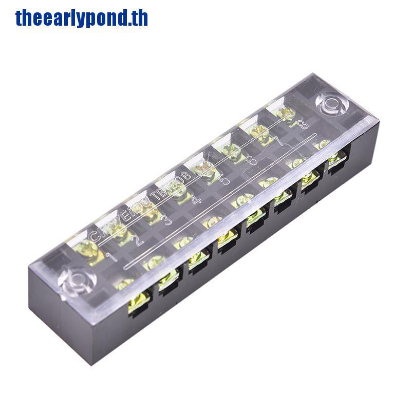 Earlypond 600v 15a 8 Positions Dual Rows Covered Barrier Screw Terminal Block Strip 