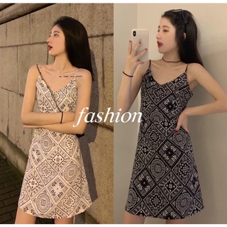 fashion พร้อมส่ง ชุดกระโปรงฤดูร้อน สั้นเหนือเข่า ชุดสายเดี่ยว ใส่เป็นเอี่ยม ใส่เป็นสายเดี่ยว 3802