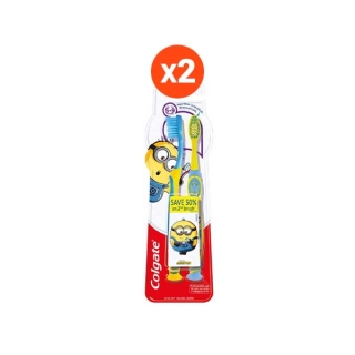 คอลเกต มินเนียน อายุ 5-9 ปี แพ็คคู่x2 รวม 4ด้าม คละสี (แปรงสีฟันเด็ก) Colgate Minions for Age 5-9 Years Twin Pack Ultra