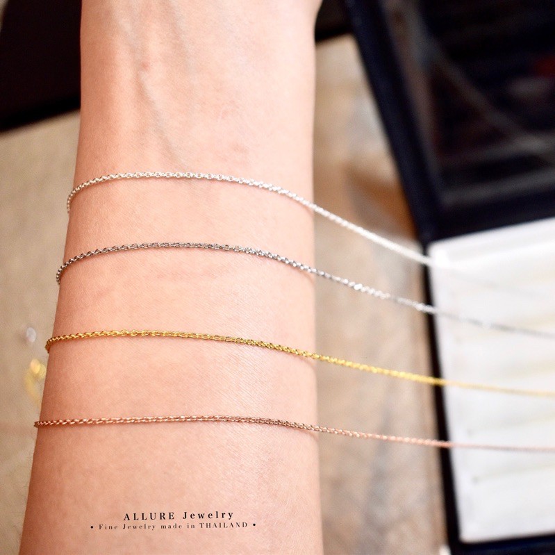 สร้อยคอเงินแท้ 925 ลาย box chain ปรับขนาดได้ 16-18 นิ้ว - Allure Jewelry