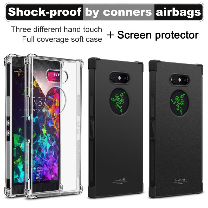 Imak Razer Phone 2 Shockproof Soft TPU Case Matte Silicon Back Cover Screen Film
