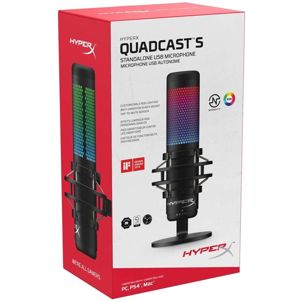 HyperX QuadCast S – RGB USB Condenser Microphone for PC, PS4 and Mac