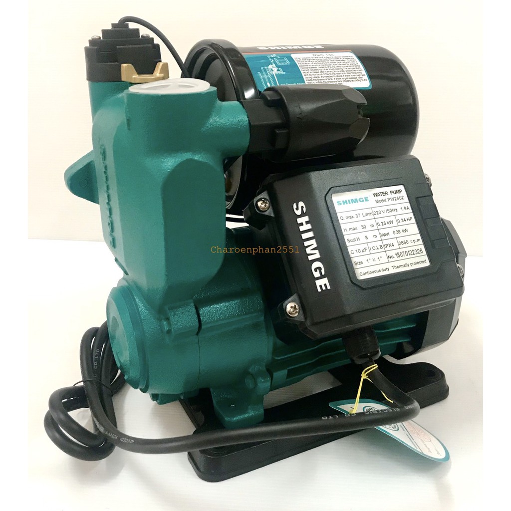 ปั๊มน้ำอัตโนมัติแรงดันคงที่ SHIMGE PW250Z กำลังมอเตอร์250W ตัดการทำงานมอเตอร์เมื่อไม่มีน้ำ