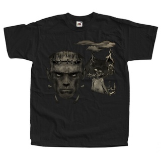 T-shirt  ขายดี เสื้อยืด พิมพ์ลายโปสเตอร์ The Bride of Frankenstein 45 BLACK DKoibd76KFiefc38S-5XL