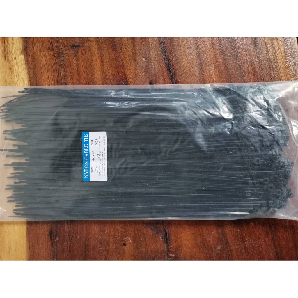 เคเบิ้ลไทร์ สายรัด หนวดกุ้ง 4x300มม.12นิ้ว 250 เส้น หนา3.5mm แบบหนา ขาวดำเลือกได้