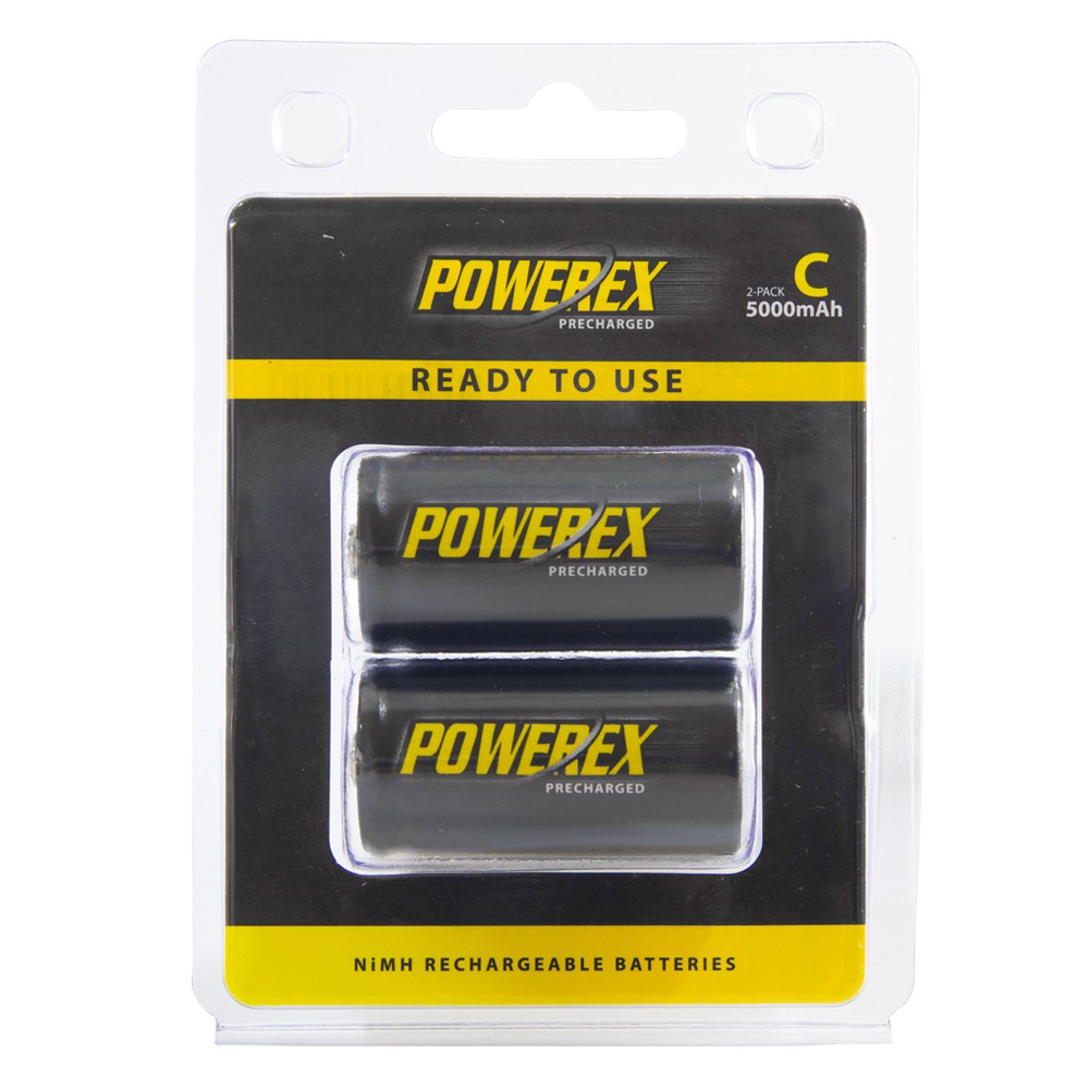 ถ่านชาร์จ Powerex Precharged C Size 5000 mAh แพ็ค 2 ก้อน