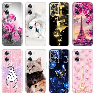 เคสโทรศัพท์มือถือ ซิลิโคนนุ่ม TPU ลายผีเสื้อ แมว ดอกไม้น่ารัก สําหรับ OPPO A57 4G CPH2387 A57 4G 2022