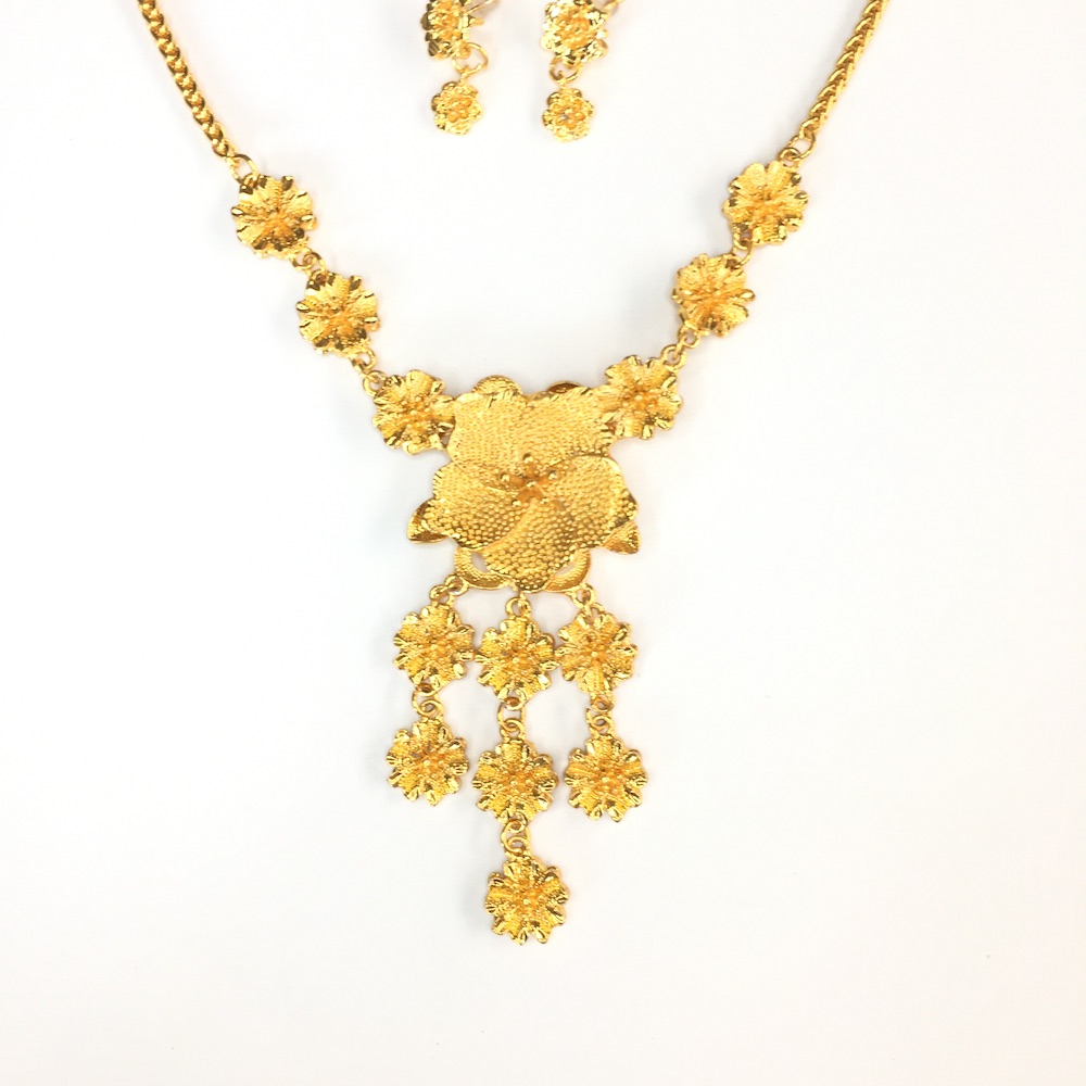 เครื่องประดับเสื้อผ้าจีน สร้อยคอจีนทอง ลายดอกไม้ เครื่องประดับจีน ต่างหูสไตล์จีน - รูปที่ 3