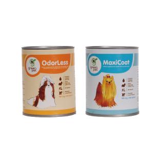 Green Pet (MaxiCoat+OdorLess) อาหารเสริมสุนัขพันธุ์เล็ก น้ำหนัก&lt;10กก.บำรุงขนลดกลิ่นไม่พึงประสงค์ (100เม็ดx2กระปุก)