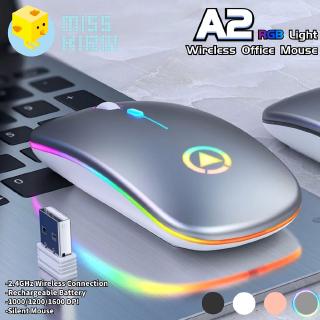 Miss Kiroi Model A2 เมาส์เก็บเสียง เงียบไร้เสียง Office 2.4GHz Wireless Silent Mouse RGB Backlight DPI 1000-1600