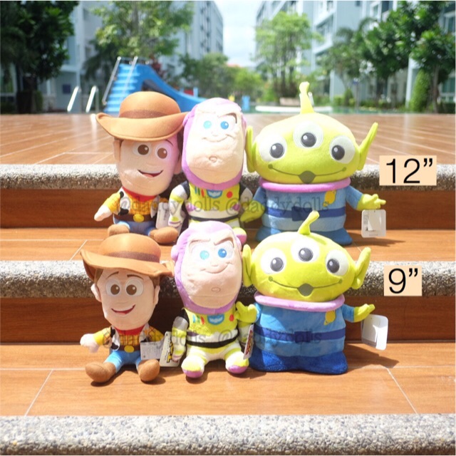 ตุ๊กตา Woody วู้ดดี้ & Buzz Lightyear บัสไลท์เยียร์ & Little Greenman กรีนแมน Alien 3ตา Kawaii 9/12นิ้ว Toy Story