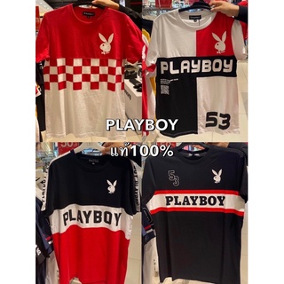 แถมถุงช็อปเสื้อยืดคอกลมแขนสั้นแบรนด์Playboyแท้สำหรับผู้ชายรุ่นลดราคาเนื้อผ้านุ่มลื่นสวมใส่สบาย