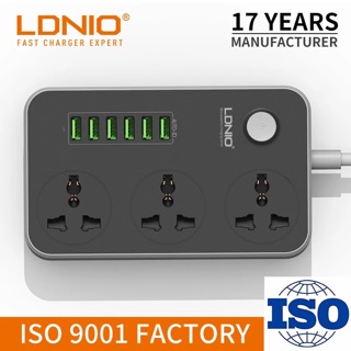 LDNIO SC3604 ปลั๊กพ่วง+ 6 USB Power Strip with 3 AC Sockets + 6 USB Ports - 2M