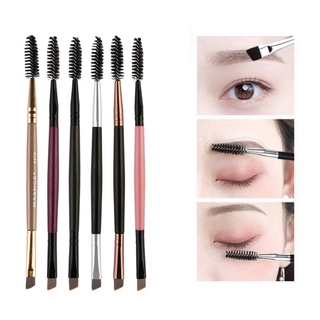 Brow Makeup Brush / Wood Handle Double Sided Eyebrow Flat Angled Brushes / Double Head Makeup Brush