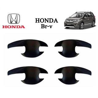 เบ้ารองมือเปิด,เบ้ากันรอย,เบ้ามือจับประตู Honda BR-V 2016-2019 สีดำด้าน