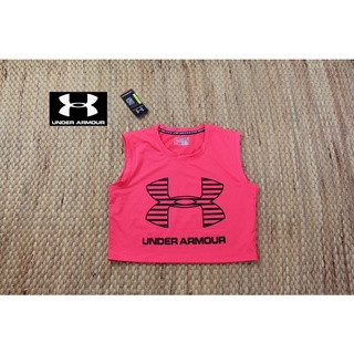 🍍Under Armour แท้ ผ้าออกกำลังกายยืดหยุ่น เสื้อออกกำลังกายทรงครอป มือ 1 สวยมาก ป้าย XL อก 36-38 ยาว 17 • Code : 4799(9)