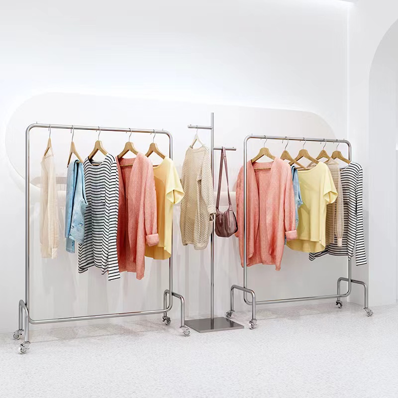 ถูกที่สุด ราวตากผ้า สแตนเลส304 ราวแขวนเสื้อผ้า มีล้อ