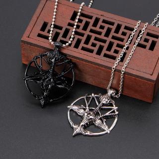 san* Pentagram Sabbatic Goat Head Pendant Necklaces Baphomet LaVeyan LaVey Satainism