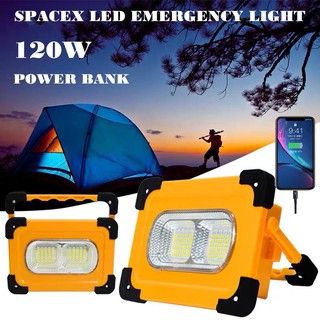 HaLAmall พร้อมส่ง SOLARไฟฉุกเฉิน โซล่าเซลล์ LED Emergency Light โซล่า พาวเวอร์แบงค์ 120W LED สปอตไลท์ โซล่าเซลล์