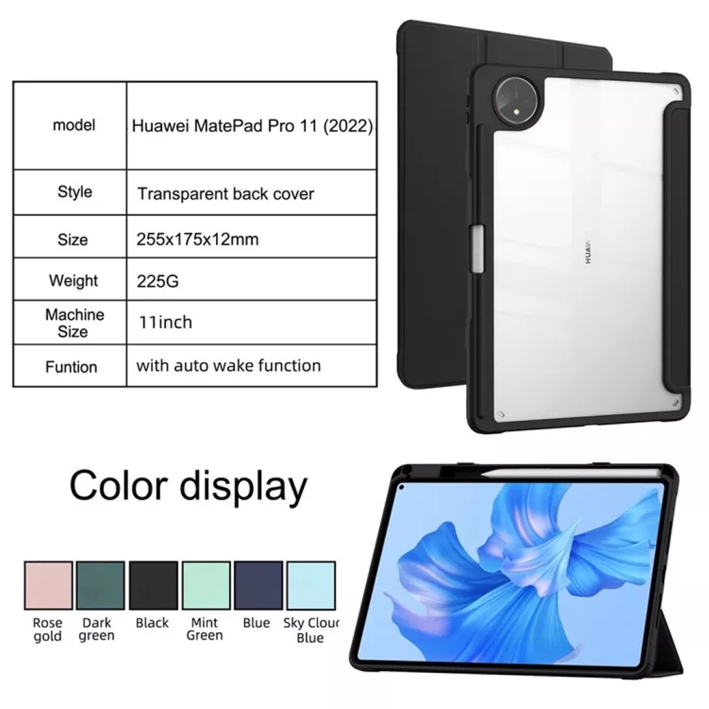 เคสฝาพับ ฝาหลังใส หัวเว่ย เมทแพด 11 / เมทแพด โปร 11  Case Smart With Pencil For Huawei MatePad 11 / MatePad Pro 11 2022