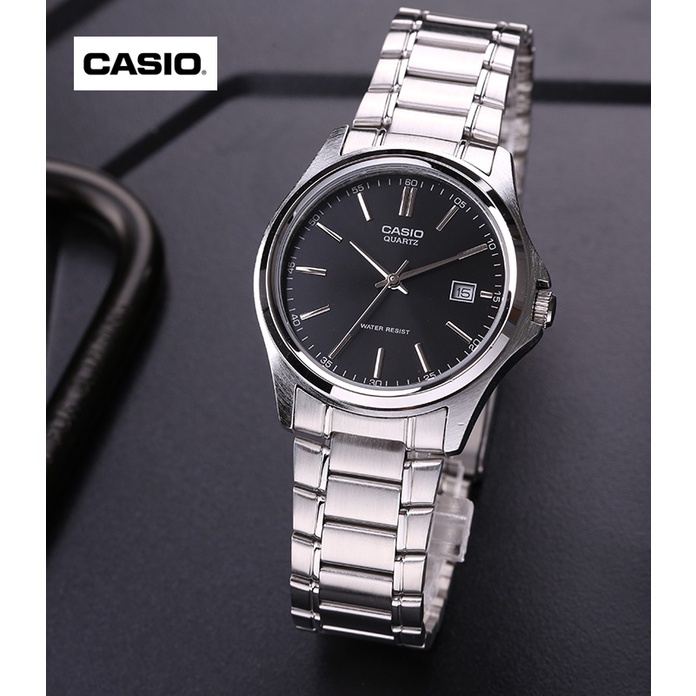 กล่องนาฬิกา นาฬิกา casio (แท้ 100%) Casio นาฬิกาข้อมือผู้ชาย รุ่น MTP-1183A-1ADF สายสแตนเลส หน้าปัดดำ - แท้ 100% รับประก