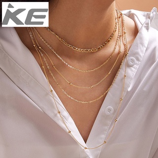 Heavy Metal Jewelry Small Gold Bead Chain MultiNecklace Alloy Geometry Five Necklace for girls