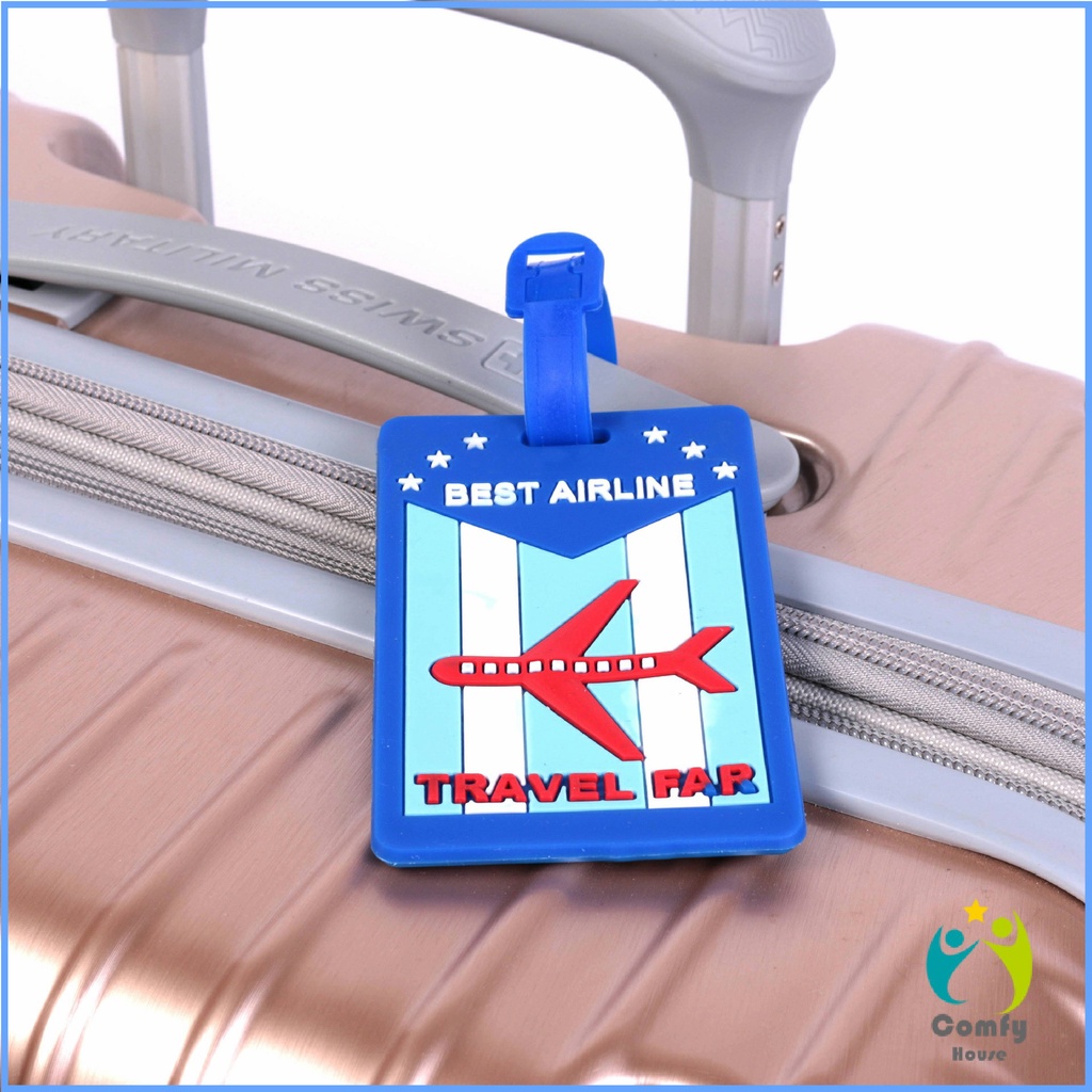 Comfy ป้ายห้อยกระเป๋า PVC ป้ายติดกระเป๋าเดินทาง แท็กกระเป๋าเครื่องบิน luggage tag