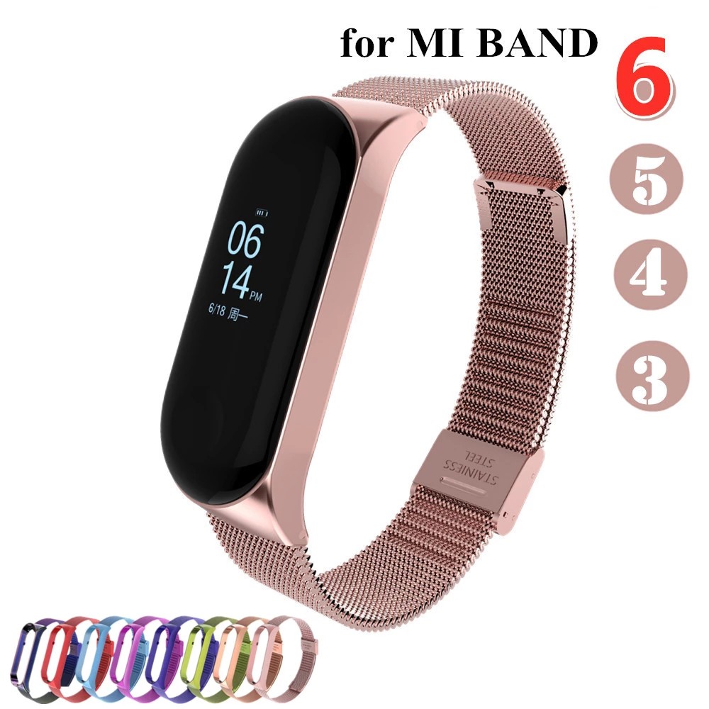 สายนาฬิกาสแตนเลสโลหะสําหรับ Xiaomi miband 7 6 5 4 3 mi band 3 4 5 6 7 NFC.