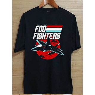 เสื้อยืดผ้าฝ้ายพิมพ์ลายคลาสสิก เสื้อยืด ผ้าฝ้าย พิมพ์ลาย Foo Fighters Jet Fighter สีดํา สําหรับผู้ชาย