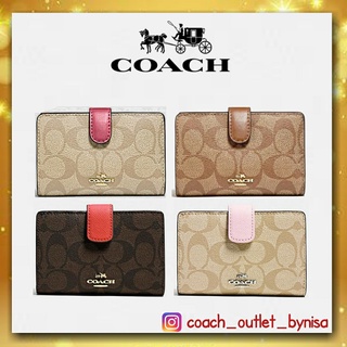 COACH F53562 MEDIUM CORNER ZIP WALLET IN SIGNATURE CANVAS