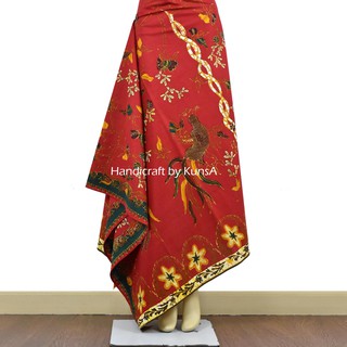 KunsA ผ้าบาติก (ผ้าปาเต๊ะ) BATIK ผ้าพันอินโด ผ้าบาติกอินโดนีเซีย IND32-red