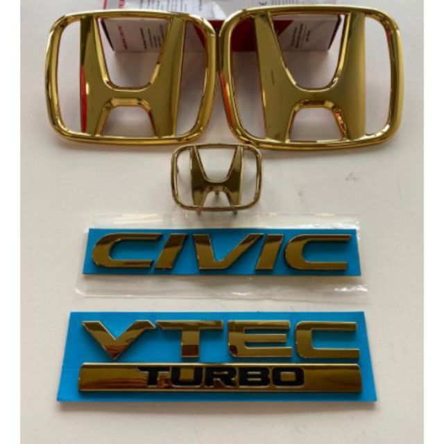 โลโก้ Honda Civic FC Gold Emblem Vtec Turbo Gold V-Tec Turbo Gold Vtec Turbo Gold Civic FC Mugen RR Type R Modulo