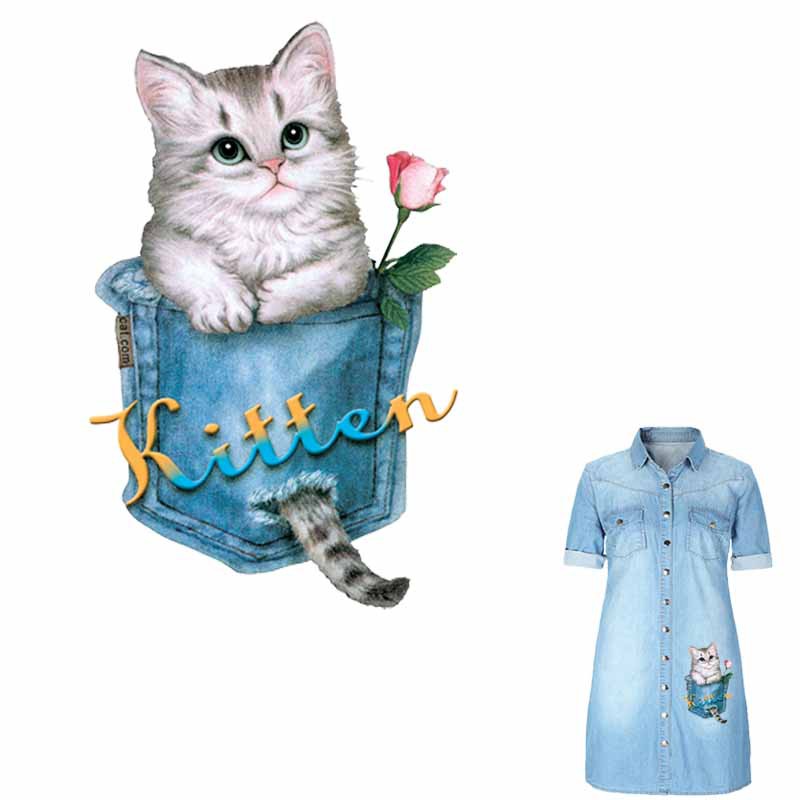 แพทช์แมวน่ารักสําหรับเสื้อผ้า A-level Wahsbale Iron-on Transfers พิมพ์ง่ายบนเสื้อยืดชุดเดรสเสื้อกันหนาวโดยเตารีดในครัวเรือน