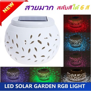 [NEW + สวยมาก ] Solar Garden Wall Lamp ! โคมไฟหัวเสาโซล่าเซลล์ แสงสลับเปลี่ยนสี RGB ได้ ทรงกลม  โคมไฟพลังงานเเเสงอาทิตย์