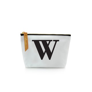 กระเป๋าผ้าลายอักษร ALPHABET  Pouch Coin Bag  WHITE  W