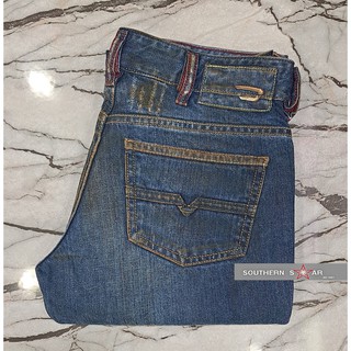 กางเกงยีนส์ Diesel ของแท้ From ITALY รุ่น ZHARX เอว27 ยาว32 ขาม้า, ซิป, Made in ITALY(DB117)
