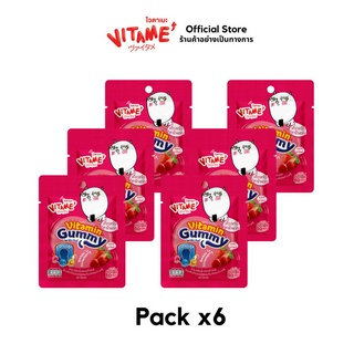 ไวตาเมะ วิตามินกัมมี่ รสสตรอเบอร์รี่อะมะโอ 30 กรัม [แพค 6 ซอง] / VITAME Vitamin Gummy Amaou Strawberry 30g [Pack 6]