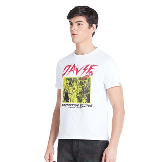 เสื้อยืดใหม่DAVIE JONES เสื้อยืดพิมพ์ลาย สีขาว Graphic Print T-Shirt in white TB0159WHขนาดเต็มS-3XL