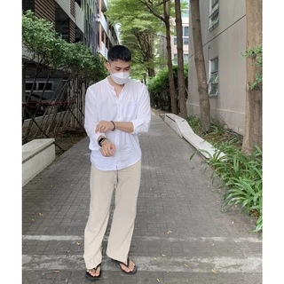 กางเกงขายาวผู้ชายผ้าลินินผสมเอวยืดสินค้า✅พร้อมส่ง✅ไม่ต้องรอพรี🧸🩳