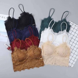 🦚Kaimook shop🦚พร้อมส่ง#1618 Lace bra สายเดี่ยว ฟรีไซส์