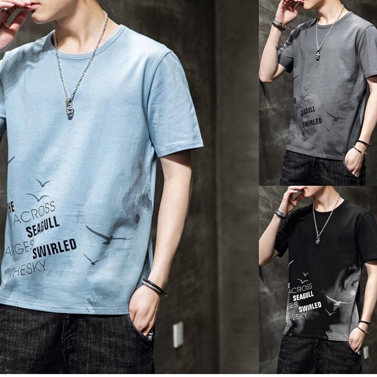 เสื้อยืด##สินค้าพร้อมส่งในไทย##เสื้อยืดแขนสั้นคอกลมแฟชั่นผู้ชายเทรนด์ใหม่